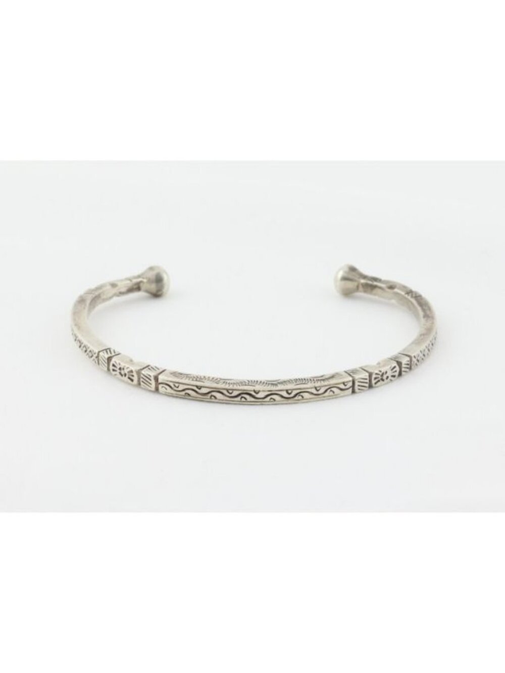 Sterling Silver Patterned Cuff Bracelet 7" Adjustable